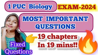 💥1PU BIOLOGY 👉MOST IMPORTANT QUESTIONS🔥 EXAM2024 from all chapters🔥 biostudymadeeasy​ [upl. by Demy370]