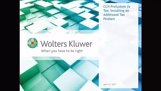 CCH ProSystem fx Tax  Installing an Additional Tax Product [upl. by Yrrad]