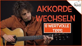 Gitarre Akkorde SCHNELLER wechseln 8 Tipps für Anfänger [upl. by Dranyam90]