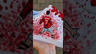 How to custom hand paint Nike AF1 sneakers  Manchester United FC logo and Cristiano Ronaldo [upl. by Haelhsa]