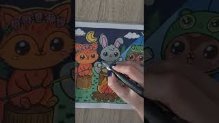 color with me art coloringbookpages coloring coloringbook kawaii alcoholmarkers satisfying [upl. by Towne754]