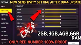 OB44 After Update New Sensitivity Setting In Free Fire  200 Sensitivity For 2GB 3GB 4GB 6GB RAM [upl. by Ssilem]