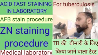 AFB staining procedure  acid fast stain  zn stain for mycobacterium tuberculosis [upl. by Odraccir]