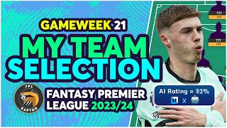 FPL TEAM SELECTION GAMEWEEK 21  5 FLAGGED PLAYERS ⚠️  Fantasy Premier League Tips 202324 [upl. by Kingsbury170]