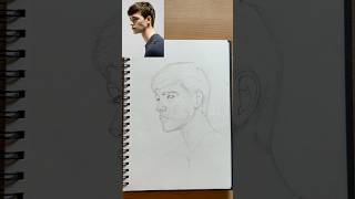 رسم وجه جانبي method drawing art practice realisticdrawing portrait بورتريه [upl. by Ace]