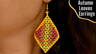 Autumn Leaves Beaded Earrings  Huichol Style Tutorial [upl. by Tomkiel]