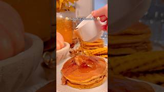 Fall Breakfast 🍁 Pumpkin Pancakes with Maple Pumpkin Spice Butter 🎃🥞✨ Save This Recipe [upl. by Elstan]