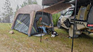 Rain Camping In Air Tent With Dog [upl. by Kina]