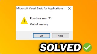 FIXED Runtime error 7 Out of memory in Windows 1011 [upl. by Nnylsor]