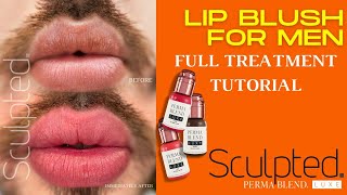 Male Lip Blush Tattoo FULL PROCEDURE Carla Ricciardone [upl. by Leirda226]