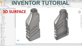 Inventor 2022 Tutorial 251  3D Surface modeling Bottle Design [upl. by Sanoy]