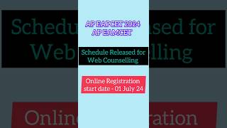 AP EAMCETAP EAPCET 2024 Counselling Schedule released Counselling dates Trending apeamcet2024 [upl. by Madel]