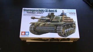 Tamiya 135 StuG III Ausf G quotFinnishquot Version Kit review [upl. by Laehctim]