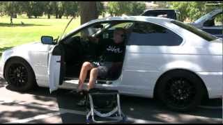 Paraplegic transfers in and out of twodoor BMW with TiLite Z10 [upl. by Warp221]