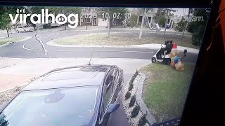 Moped Riders Steal Christmas Decorations  ViralHog [upl. by Far]