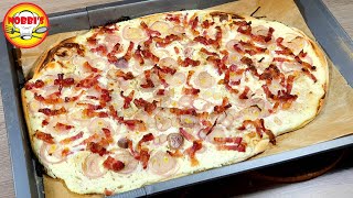 Einfacher Flammkuchen in Minuten mit Speck und Zwiebeln [upl. by Agon991]