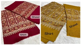 New arrival  Pashmina Kashmiri Embroidery 3pcs suit  Embroidered shirt  Boti Embroidered shawl [upl. by Hansen943]