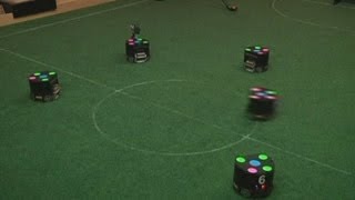 Robot footballers pass and shoot in Colombia [upl. by Catie553]