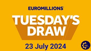 Euromillions Draw Live Results 23 July 2024  Euromillions Live Tonight Results [upl. by Nawyt756]