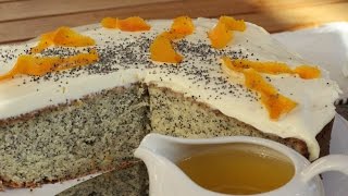 Orangen Mohnkuchen mit Frischkäse und Orangensirup schnell und einfach zubereiten 4K [upl. by Eseila]