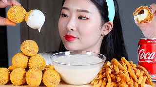 뿌링치즈볼 뿌링감자 뿌링뿌링소스 리얼사운드먹방CHEESE BALLS Cheese Fries Mukbang Eating Show チーズボール BolaKeju Phô mai viên [upl. by Olive]