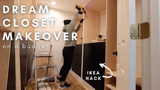 DIY Dream Closet Makeover On A Budget Part 1  Closet On A Budget  IKEA Hack [upl. by Cung]