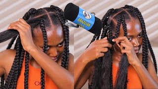 How To DOUBLE BRAID with BRAZILIAN WOOL 2 braids on one part hairstyle Double Braids Hairstyle [upl. by Adabelle]