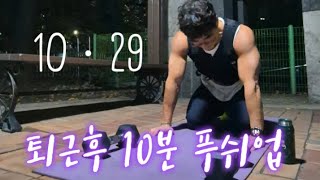 10ㆍ29  퇴근후🙏 10분 푸쉬업 중량조끼📢💡🧲 [upl. by Crystie]