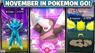 November in Pokémon GO Dialga amp Palkia Origin Forme Raids Zacian Zamazenta amp More [upl. by Aicul]