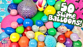 Whats Inside 50 SLIME Squishy Balloons MASSIVE Slime Smoothie stayhome [upl. by Enyrehtac]