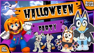 Halloween Party Brian Break  freeze Dance  Bluey Brain Break  This or That  Just Dance  Mario [upl. by Noreen]