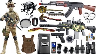 Special police weapon unboxing video M416  AK47 unboxing toy video gas mask dagger knife axe [upl. by Platus844]