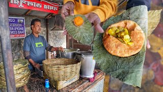 15₹ Only  Highest Selling Dal Puri Aloo Dum in Kolkata  150 Kg Aloo Dum Everyday  Street Food [upl. by Aneeuqahs]