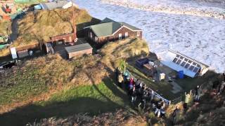 Aerial footage of the sea surge December 2013  Hemsby Norfolk England [upl. by Waldron]