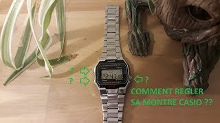 COMMENT REGLER L HEURE DE SA MONTRE CASIO exemple avec une CASIO A163WA module 593 [upl. by Eniahpets450]