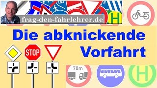 VORFAHRTSREGELN ERKLÄRT  ABKNICKENDE VORFAHRT THEORIE LERNEN FÜR DEN FÜHRERSCHEIN [upl. by Enilamme]