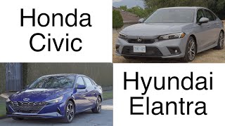 New Honda Civic VS New Hyundai Elantra comparison [upl. by Assyle]