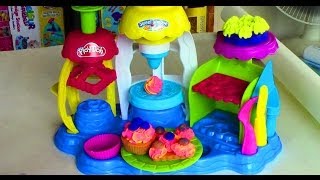 PlayDoh Frosting Fun Bakery with PlayDoh Plus Make Cup Cake and Cake Play Dough [upl. by Llennaj128]