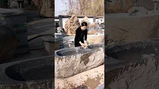 Artisan stone wash basin with washboard for elegant outdoor spacesshortvideo viralshort [upl. by Auqinal]