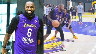 LeBron James Schools Bronny James 1 on 1 Then Does 3 Point Shooting Contest With Anthony Davis [upl. by Aivataj]