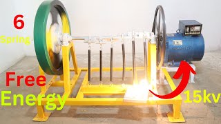 Build Flywheel Spring Machine Make Electricity Free Energy Generator 220v 15kw Alternator [upl. by Sergo]