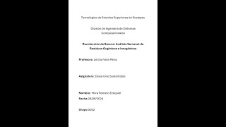 Entrevista del temaRecolección de Basura Análisis Semanal de Residuos Orgánicos e Inorgánicos [upl. by Uella]