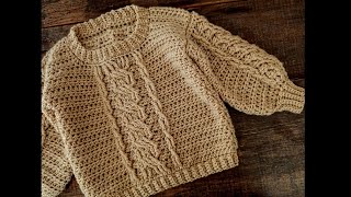 Suéterjersey a crochet para bebé muy fácil ¡Paso a paso y 3 tallas [upl. by Aerdnwahs386]