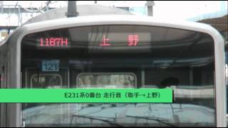 常磐線【E231系0番台 走行音】取手→上野 201213再 [upl. by Macario]