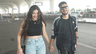 Munawar Faruqui hand in hand with GF Nazila Sitaishi at Mumbai Airport Today  Cutest Couple Moment [upl. by Rimma]