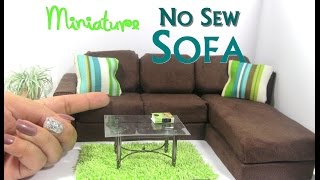 DIY No Sew Modern Sectional Sofa Chaise Lounge Dollhouse Furniture Miniature Furniture [upl. by Georgetta]