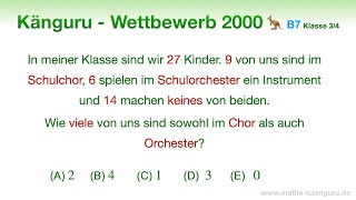 B7 🦘 Känguru 2000 🦘 Klasse 3 und 4  eine etwas andere Lösung  VENN Diagramm [upl. by Akilak]