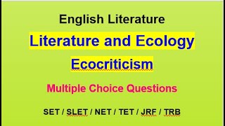 Literature and Ecology  Ecocriticism literatureandecologyecocriticismmcqsetnettetjrftrb [upl. by Velma122]