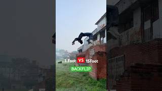 1Foot VS 15Foots BACKFLIP😨 parkour backflip flip [upl. by Catt709]