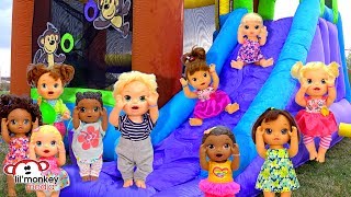 🌈 Baby Alive Playdate Fun Bounce House Playpark amp Water Balloons 💦 [upl. by Haida700]